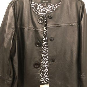 Karen Kane Black Leather Trapeeze Jacket